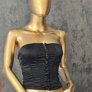 Fashion Nova Black Satin Corset Top